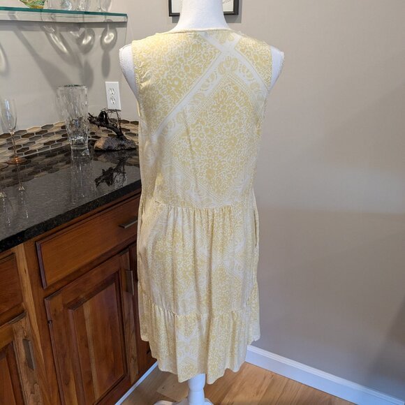 NWOT Butter Yellow Tiered V-Neck Sun Dress Sundress Coverup Cover Up Pockets - Picture 4 of 4